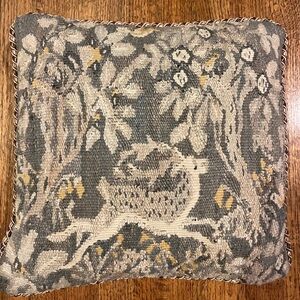 Grey Deer Aubusson Pillow Right-Facing